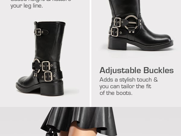Women s Motorcycle Mid Calf Boots Dream Pairs