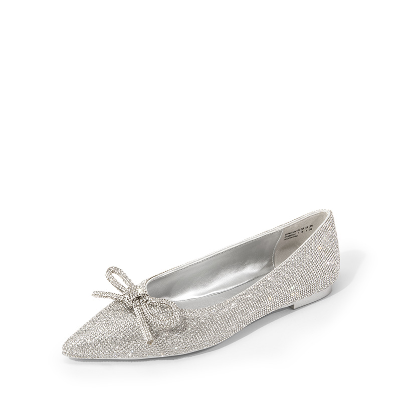 Silver pointed toe flat shoes on sale