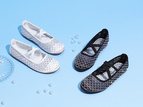 Girls' Mary Jane Mesh Rhinestone Ballet Flats-DREAM PAIRS
