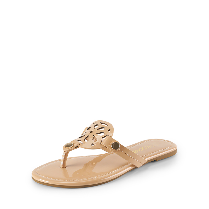 Hollow Cut Out Thong Flat Sandals dreampairs