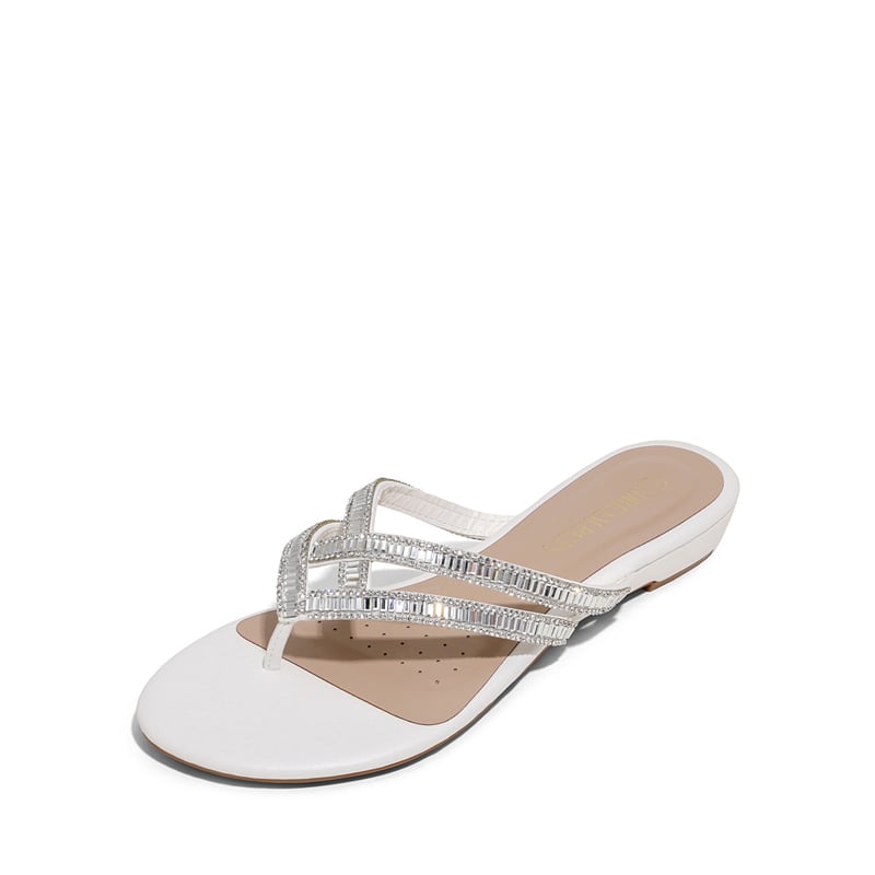 White flip flops with rhinestones deals
