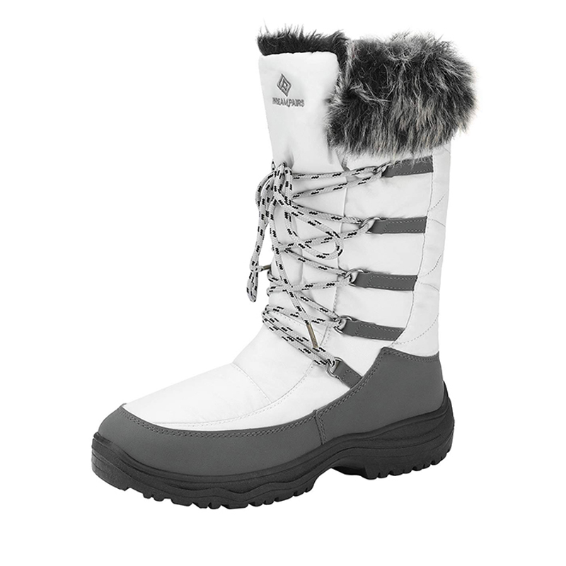 Women's Waterproof Snow Boots - Mid-Calf Winter Boots With Fur Lining & Deep Tread Rubber Sole