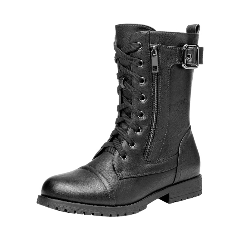 Mid calf black lace up boots clearance
