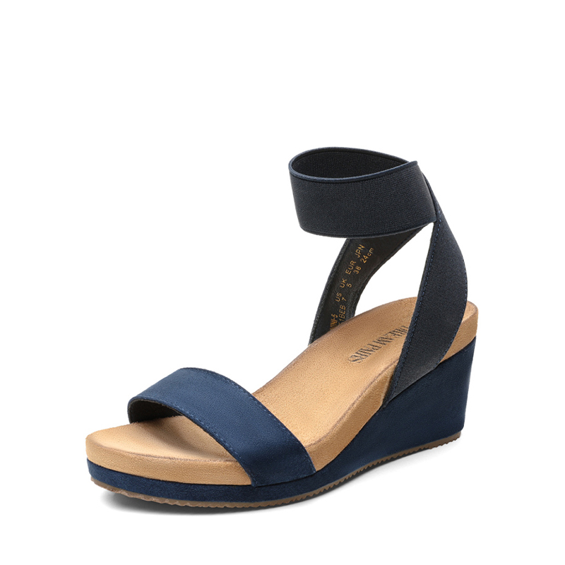 Navy wedge sandals size 5 on sale
