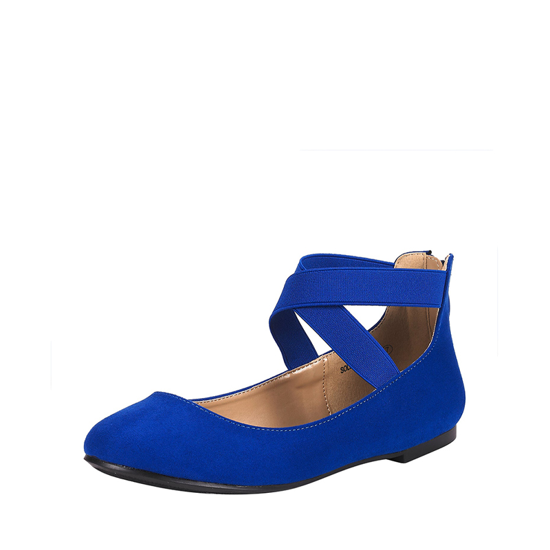 Fashion Ankle Strap Elastic Ballet Flats