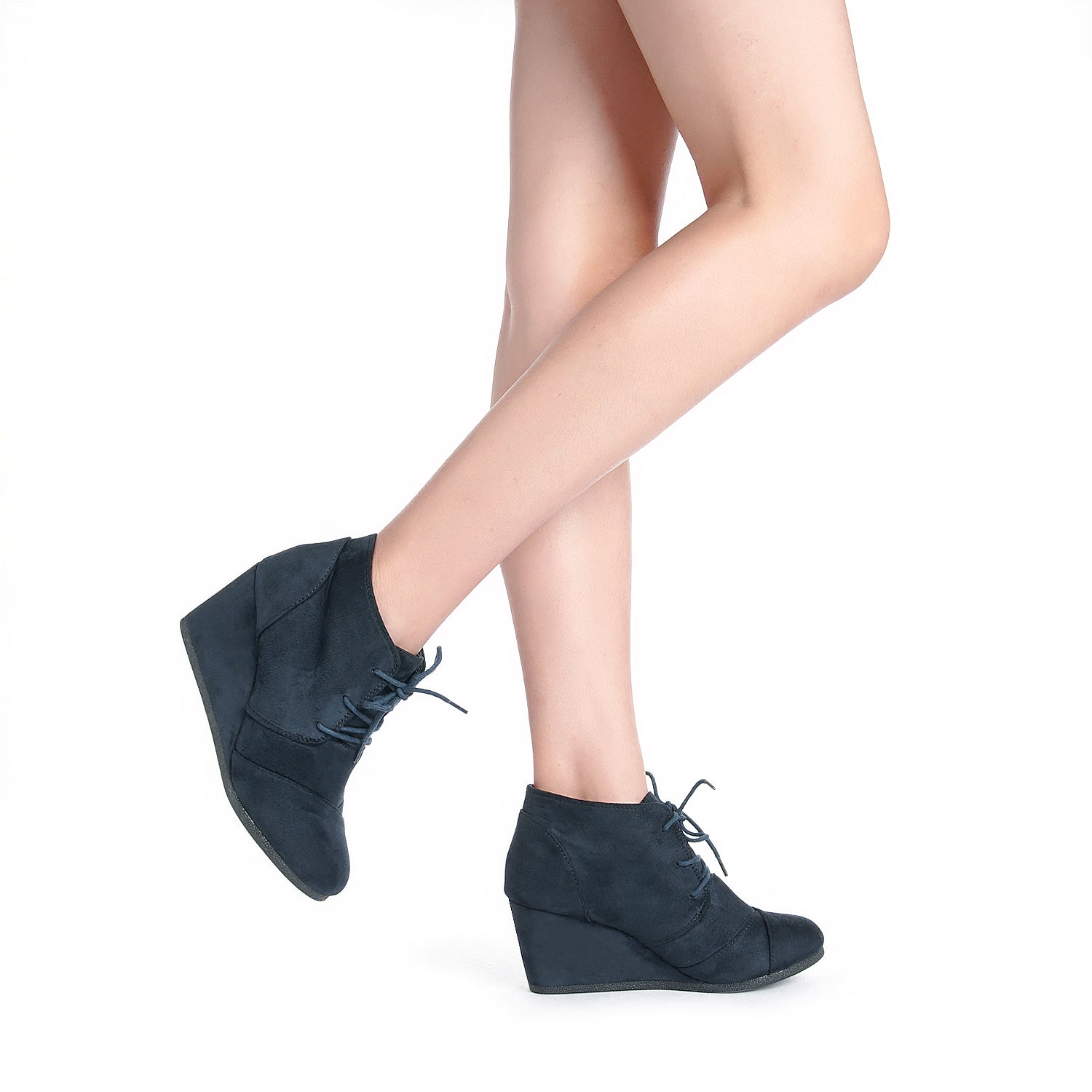 Women's Suede Wedge Boots-Dream Pairs
