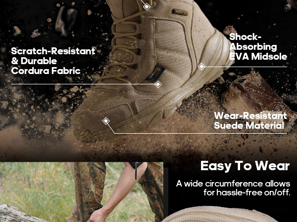 NORTIV 8 Men's Cordura Lightweight Military Boots