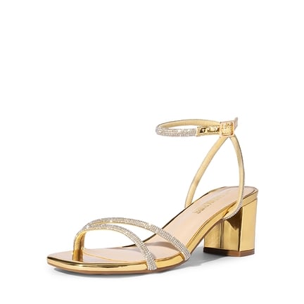 Gold thick heel cheap