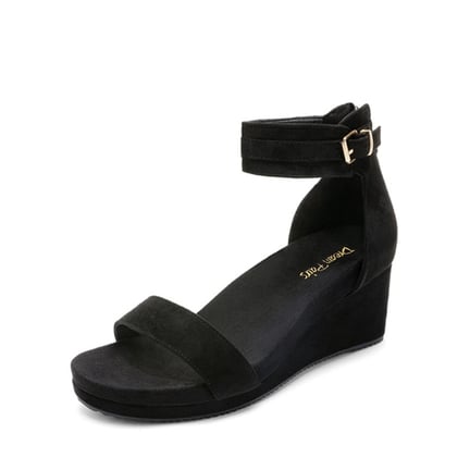 Womens black low wedge sandals on sale