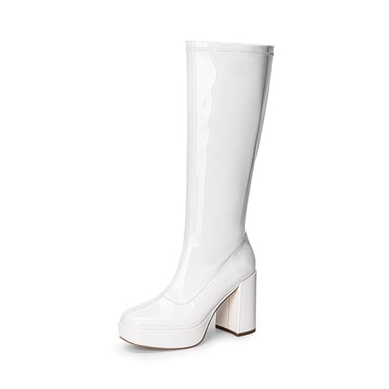 White Knee High Boots-Dream Pairs