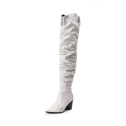 White thigh high platform boots best sale