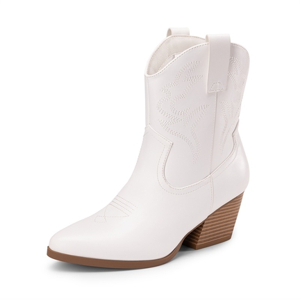 Women's White Ankle Boots-Dream Pairs