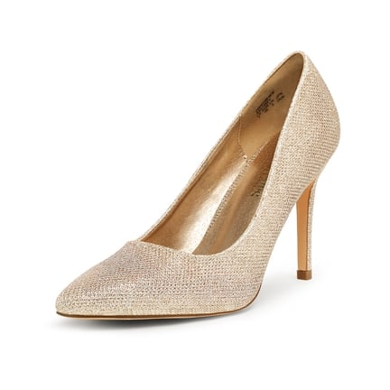 slim fit dress slacks Striking Gold Ankle Strap Heels - All Shoes main image 0