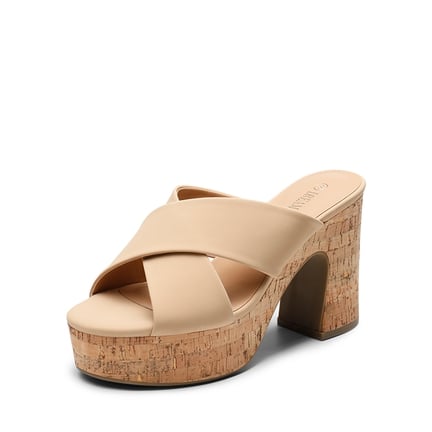 Crisscross Flare Heels Sandals