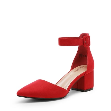 Red chunky heel shoes hotsell