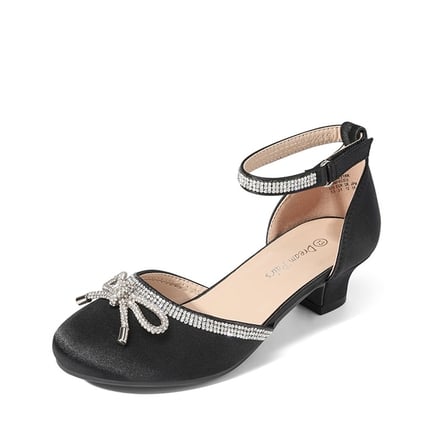 black dress shoes for girls Badgley Mischka Little Kids Girls Block Medium Heel Dress Shoes, Silver Glitter, 4 main image 1
