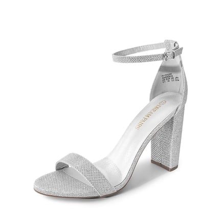 Short silver block heels sale