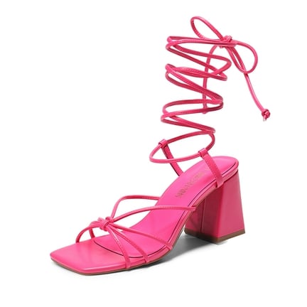 Hot pink low heel sandals hot sale