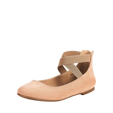Tan flats with ankle strap on sale