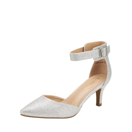 Silver low heel closed toe dress shoes clearance