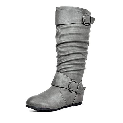 【Binary01】Milky suede shirring wedge boots ◆ Binary01】Milky suede shirring wedge boots ◇