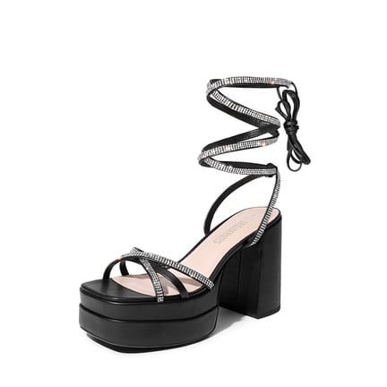 Black platform sandals heels clearance