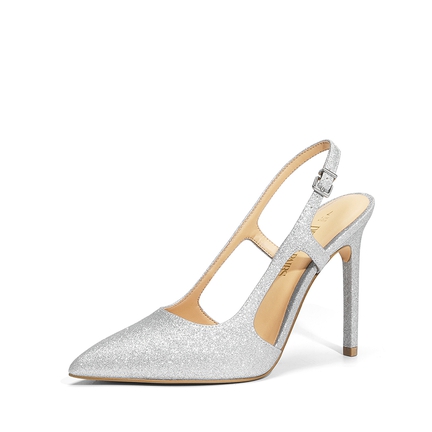 Silver slingback pumps store