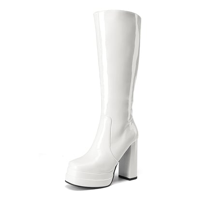 Chunky white booties store