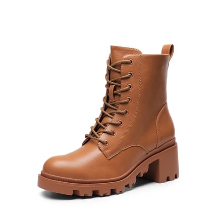 Chunky heel leather booties on sale