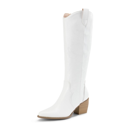 Women's Lace Up Knee High Boots Plus Size Low Heel Boots - SD Dresscode