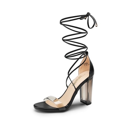 Clear strap tie up heels top