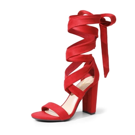 Red tie up sandals discount