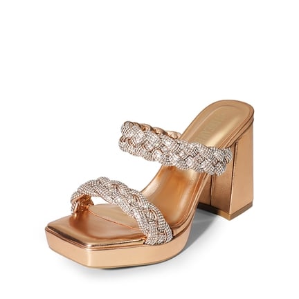 Rose gold sandals with rhinestones clearance