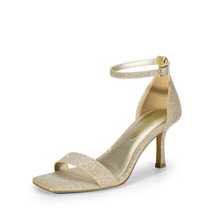 Gold block heels for prom clearance