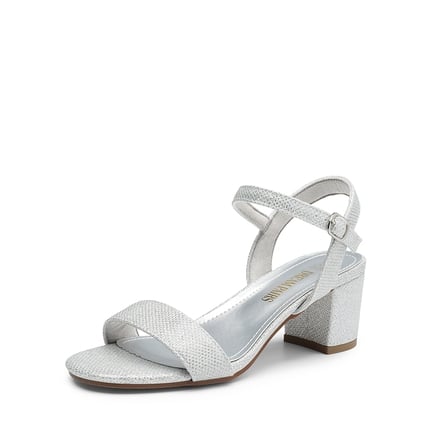 Women s Silver Rhinestone Heels Block Heels Dream Pairs