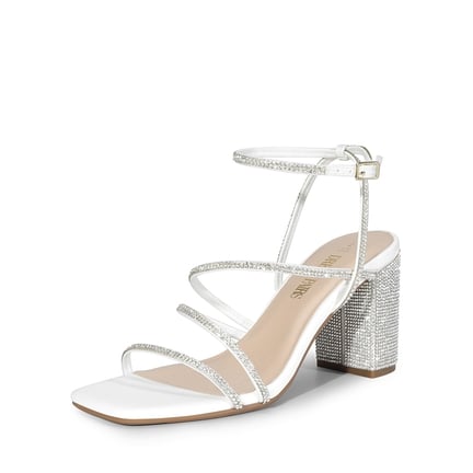 White Block Heel Sandals Dream Pairs
