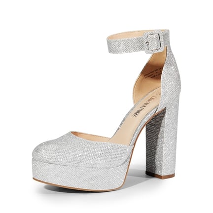 Silver chunky heels closed toe discount