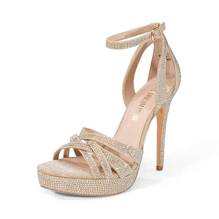 Gold high heels with rhinestones hot sale