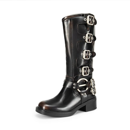 DREAM PAIRS Square Toe Motorcycle Boots