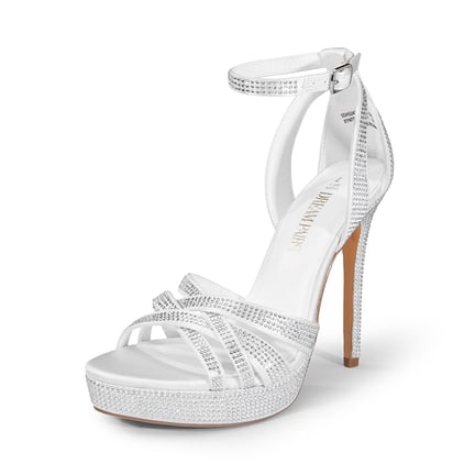 White heels with jewels on sale
