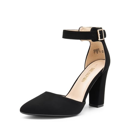 Block heel pumps with ankle strap cheap