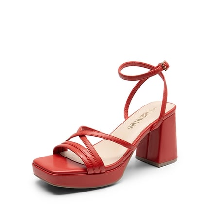 Red strappy platform heels cheap