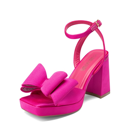Hot pink platform pumps top