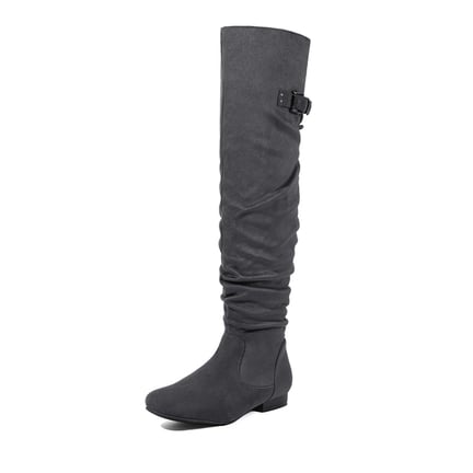 Grey suede flat boots store