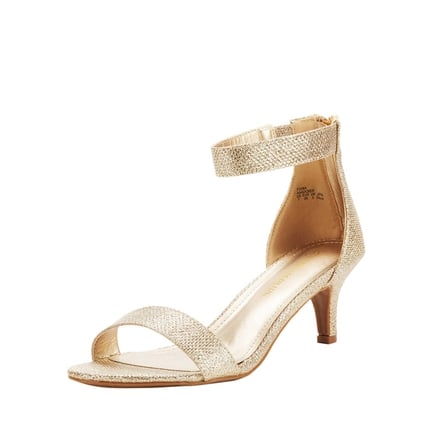 slim fit dress slacks Girl's Gold Heeled Shoes – Bridal Hive main image 0
