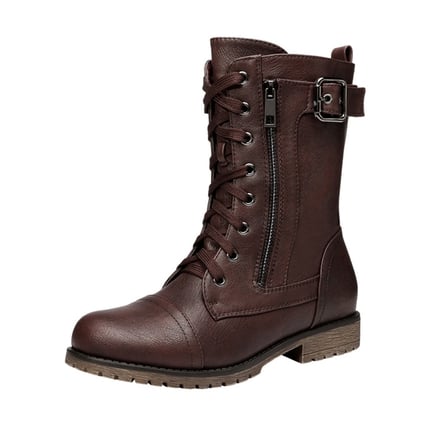 Black mid calf combat boots clearance