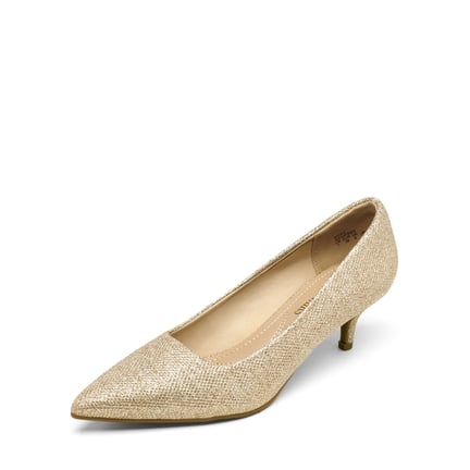 Gold Low Heel Pumps-Dream Pairs