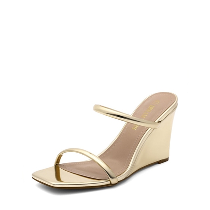 gold wedge dress sandals AKIRA Minoru Gold Wedge Sandal