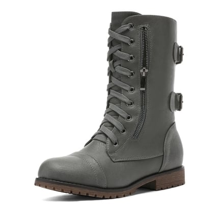 Women s Combat Boots Lace Up Mid Calf More Dream Pairs