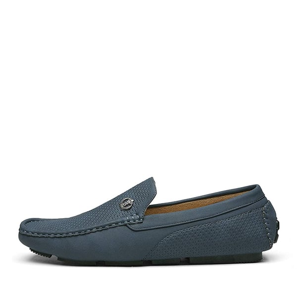 Men's Vegan Leather Slip-On Casual Loafers - NAVY - 1
